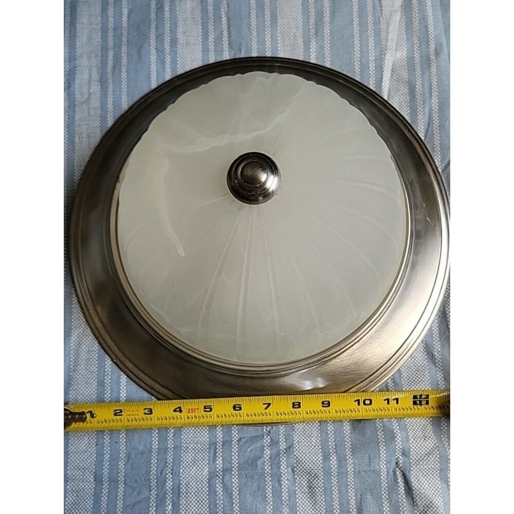 Brushed Nickel Flush Mount Ceiling Light with Frosted Glass